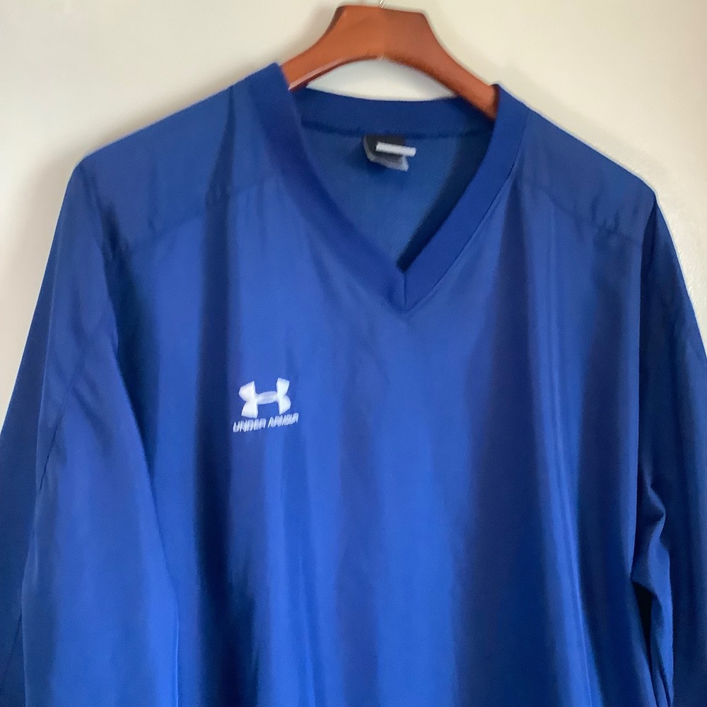 Under Armour Mens Royal Blue V-Neck Windbreaker Pullover Mesh Lined Jacket LG‎